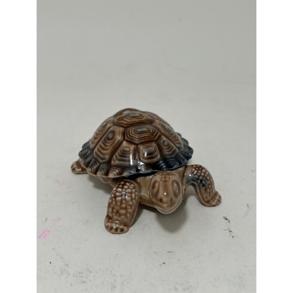 Wade‎ Porcelain Turtle Trinket Box Tortoise Figurine Brown Glaze Made in England